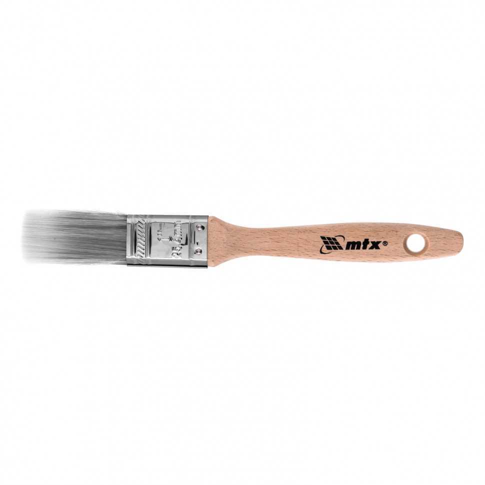 Кисть плоская 1", мягкая платиновая искусственная щетина, деревянная ручка Кисти плоские фото, изображение